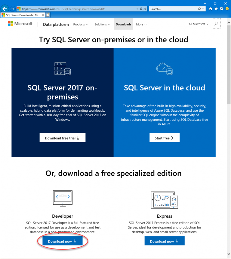 Installation of SQL Server using GUI Azure Player